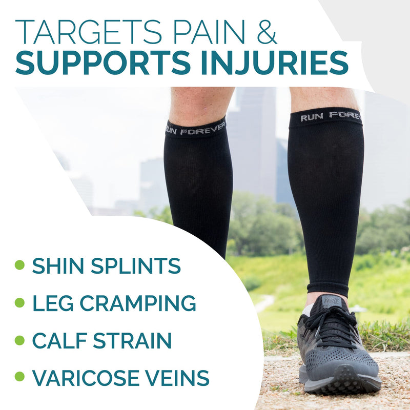 [Australia] - Calf Compression Sleeves For Men & Women - Leg Compression Sleeve - Footless Compression Socks for Shin Splint &Varicose Vein Black Medium 