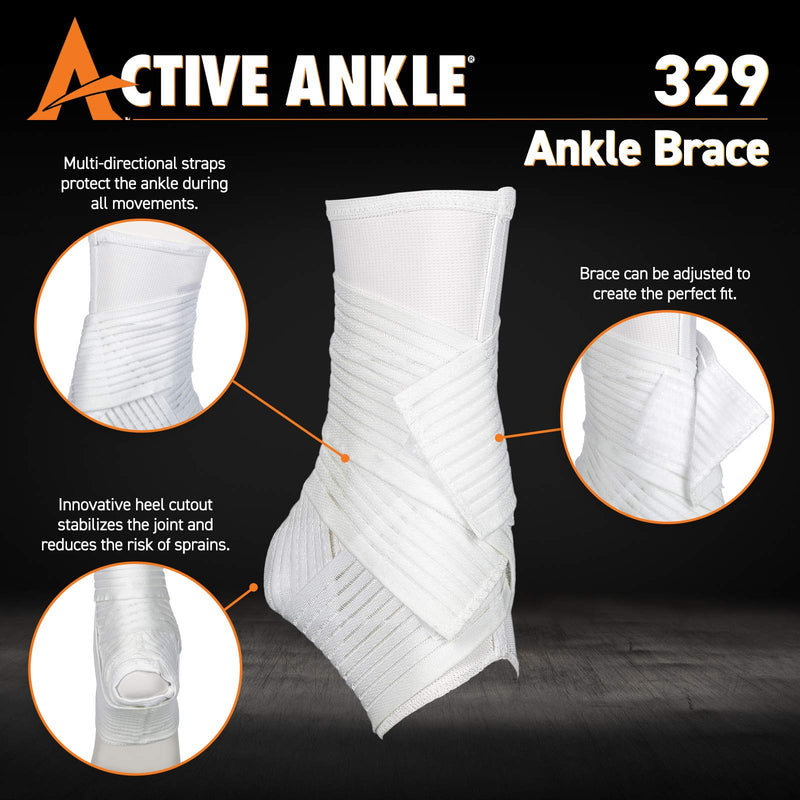 [Australia] - Cramer Products, Inc Active Ankle 329 Ankle Brace, White Ankle Compression Sleeve with Straps for Men & Women, Braces for Volleyball, Football, Basketball, Rugby, Protection & Sprain Support, Small 
