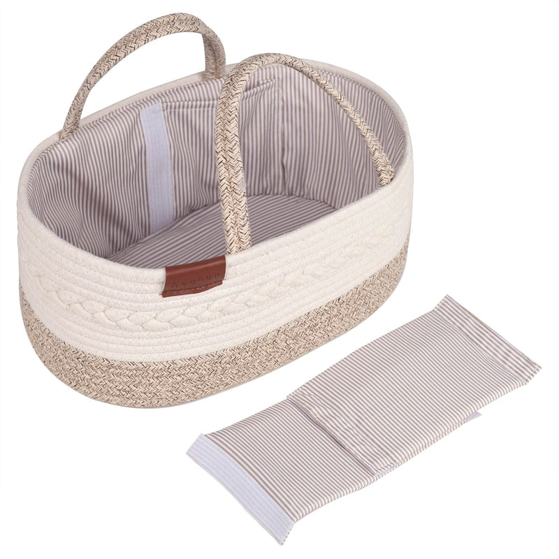 [Australia] - Aoohun Baby Nappy Caddy Organiser, Portable Cotton Rope Baby Storage Basket, Removable Compartment-Gift for Newborn (Desert) Desert 