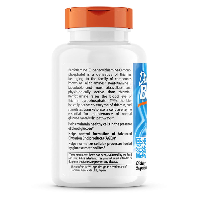 [Australia] - Doctor's Best BenFotiamine with BenfoPure, Non-GMO, Gluten Free, Vegan, Helps Maintain Blood Sugar Levels, 150 mg, 120 Veggie Caps (DRB-00129) 