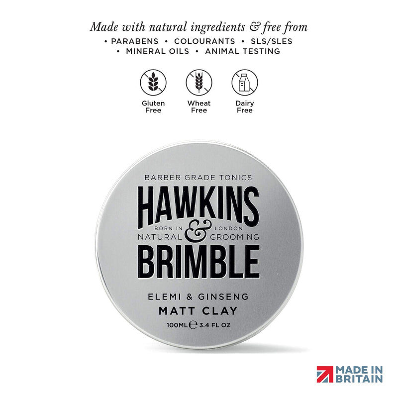 [Australia] - Hawkins & Brimble Mens Water Pomade, Matt Clay & Shave Cream Set/Bundle - H2O Based Hair Styling/Grooming | Firm Hold Allows for Restyling with Matt or Pomade | Both Wash Out Easily 