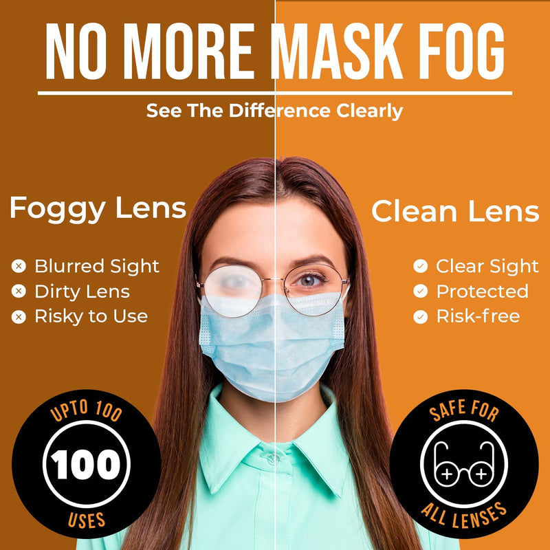 [Australia] - Care Touch Anti Fog Wipes for Glasses, 100 Individually Wrapped Antifog Lens Wipes Anti-Fog 