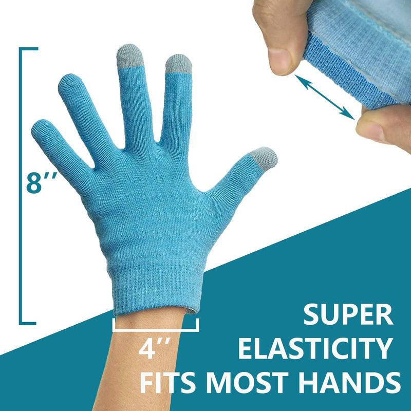 [Australia] - Moisturizing Gel Gloves, Touch Screen Cotton Gloves Heal Eczema Sleeping Lotion Hand Spa Treatment Gloves Repair Rough Cracked Dry Chapped Hands Skin - Blue 