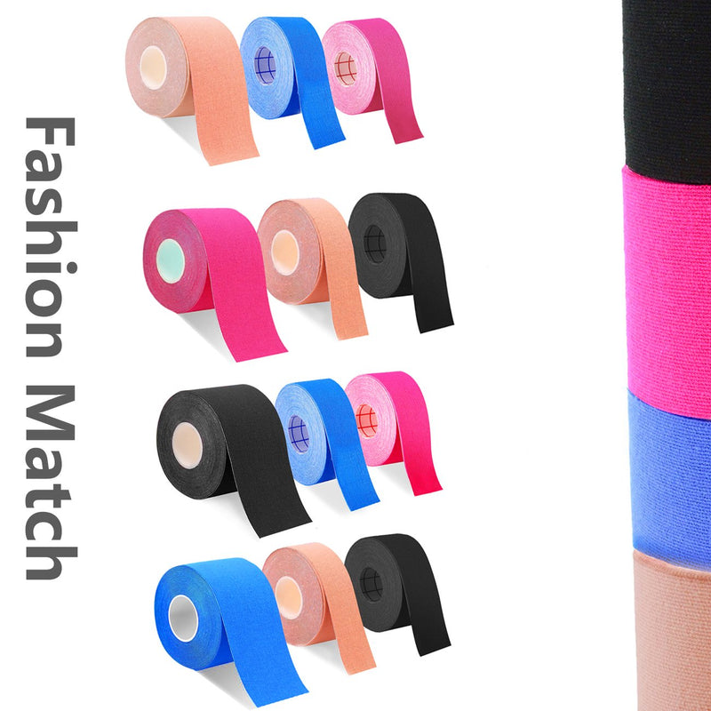 [Australia] - Xinwe Kinesiology Tape Uncut Bulk Rolls Physical Therapeutic Tape for Sports/Athletic/Therepy 3-Pack 2 Inch x 16.4 Feet/ 1Inch x 16.4 Feet Beige/pink/blue 