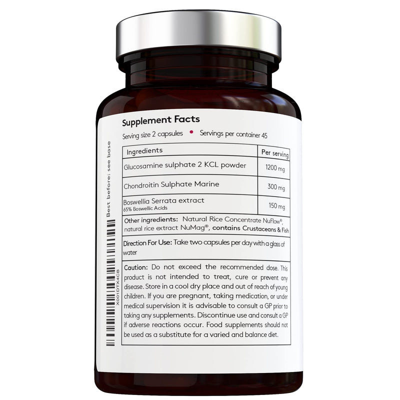 [Australia] - 100% Natural - Triple Action Mobility Formula - Glucosamine + Chondroitin + Boswelia - High Strength - Premium Ingredients - Made in The UK 