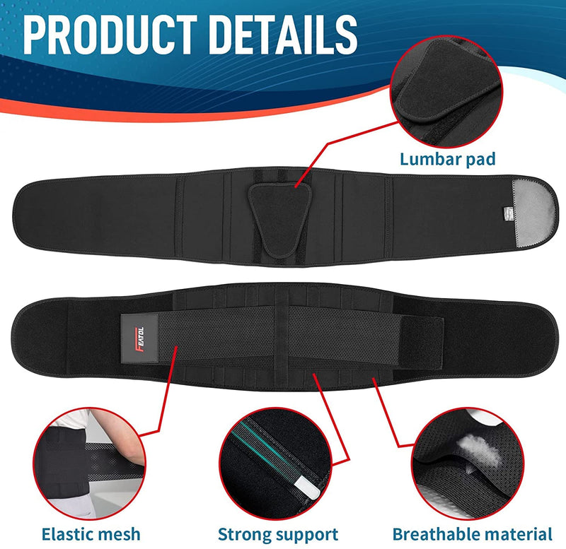 [Australia] - FEATOL Back Brace for Lower Back Pain, Back Support Belt for Women & Men, Breathable Lower Back Brace with Lumbar Pad, Lower Back Pain Relief for Herniated Disc, Sciatica, Large Size/ X Large Size (Waist :30''-38.6'') Large/X-Large (Pack of 1) Black 
