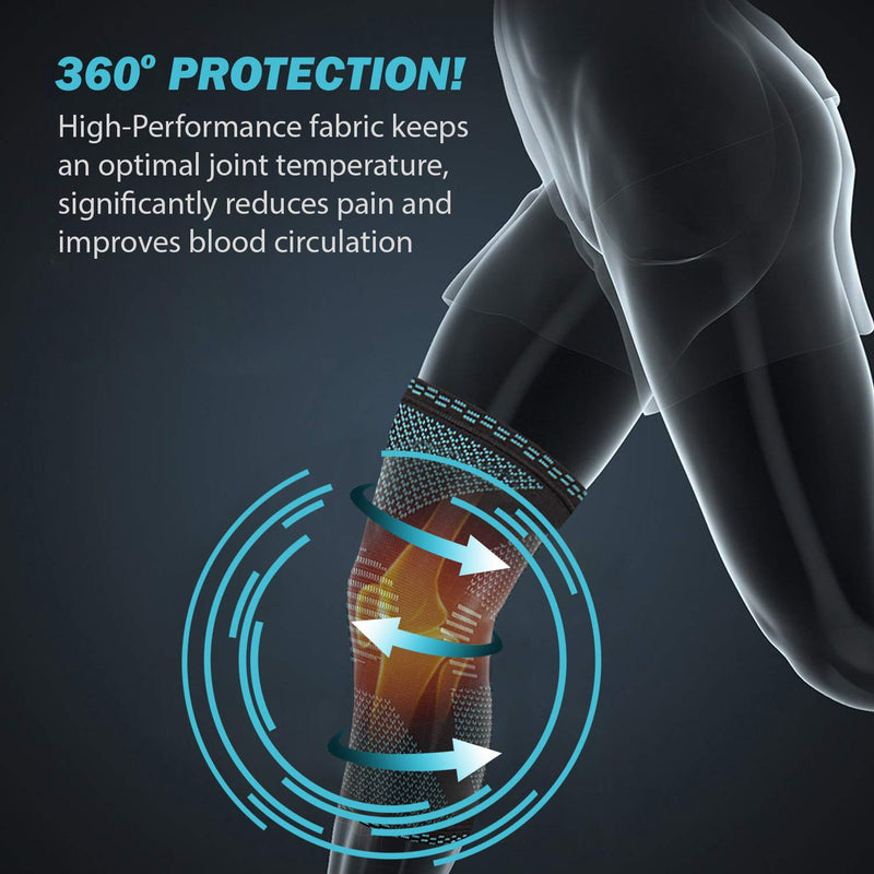 [Australia] - POWERLIX Knee Compression Sleeve - Best Knee Brace for Knee Pain for Men & Women – Knee Support for Running, Basketball, Weightlifting, Gym, Workout, Sports Blue Medium 