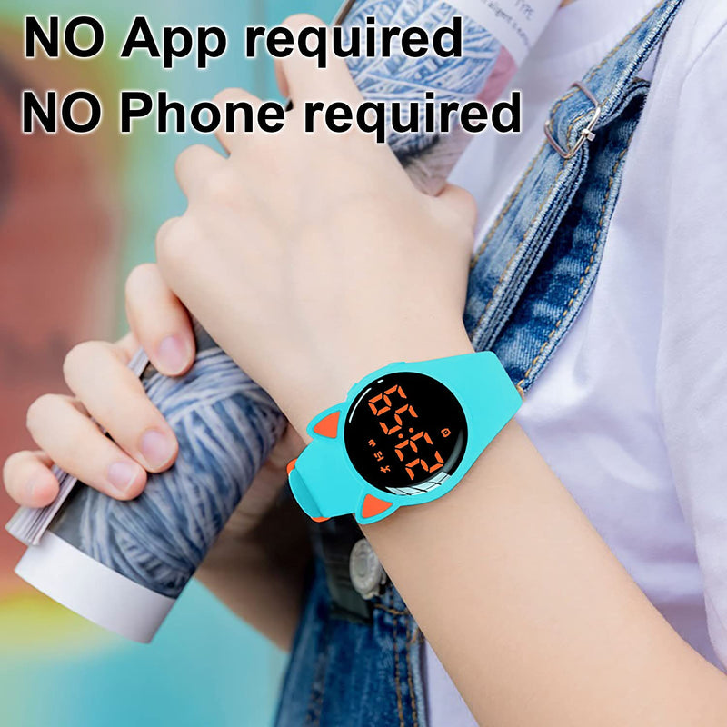 [Australia] - HUYVMAY Fitness Tracker Pedometer Watch No App No Phone Required, USB Charge 1 Hour for 20 Days Use, IP68 Waterproof Watch with Alarm Clock Timer Distance Calorie Step Tracker for Kids and Women Teal+Orange 