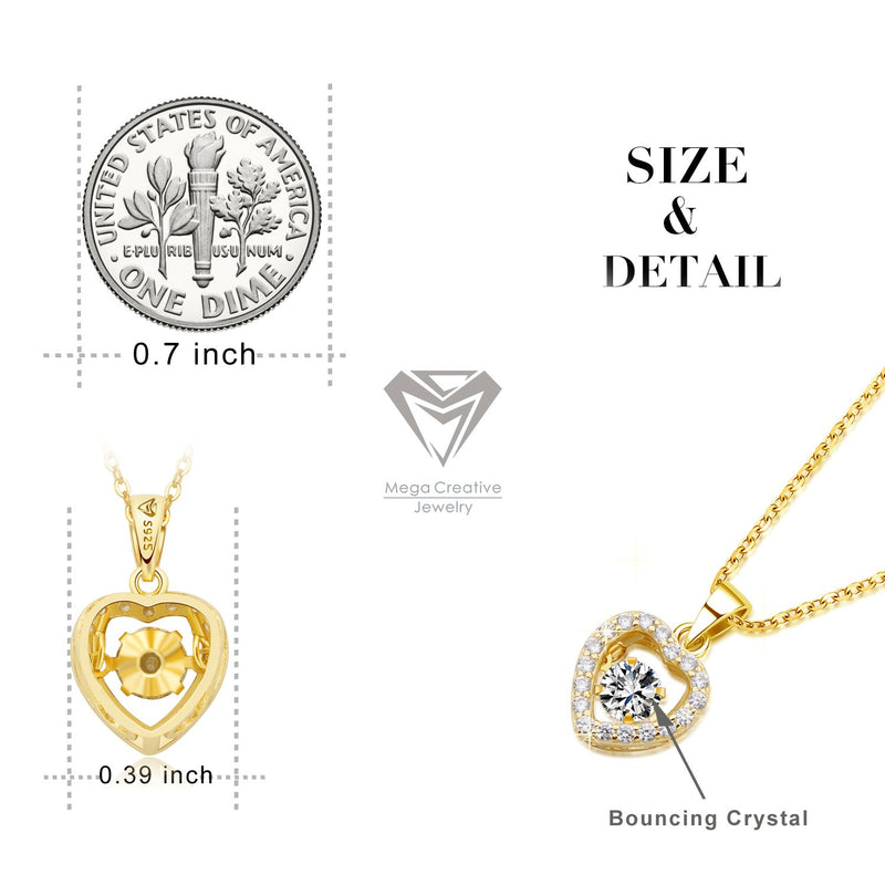 [Australia] - MEGA CREATIVE JEWELRY Gold Heart Dancing Dream 925 Sterling Silver Pendant Necklace Crystals from Swarovski 