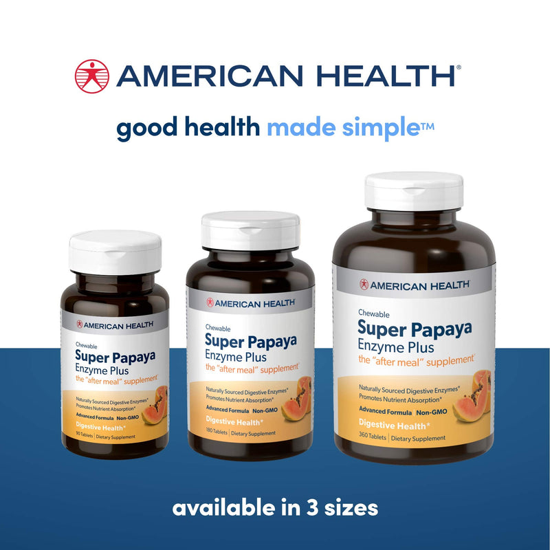 [Australia] - American Health Super Papaya Digestive Enzyme Plus Chewable Tablets, 400 Count 
