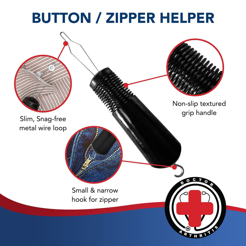 [Australia] - Button Hook & Zipper Pull, Assist, Helper Device, Dress Clothes Tool, Button Shirts Aid, One Hand, Disability, Handicapped and Seniors by Dr. Arthritis 
