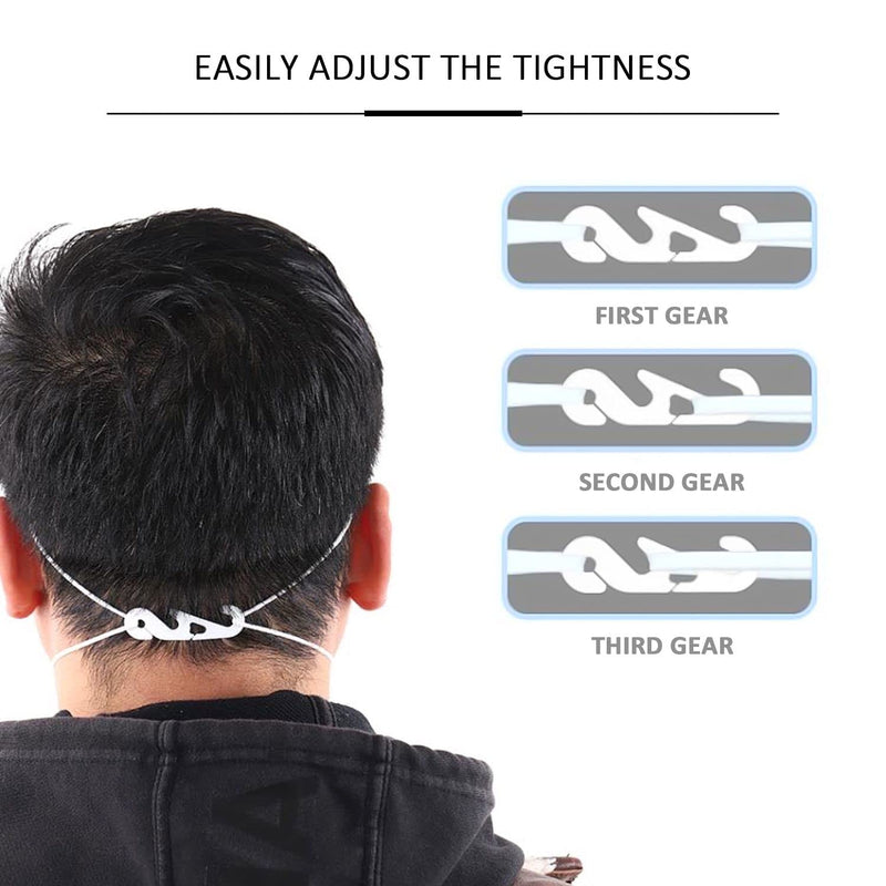[Australia] - 30Pcs Mask Ear Hooks, 3 Position Adjustable Ear Clips, Mask Extension Hooks for Ear Pain Relief, Earmuffs for Adults and Children, Black, White 