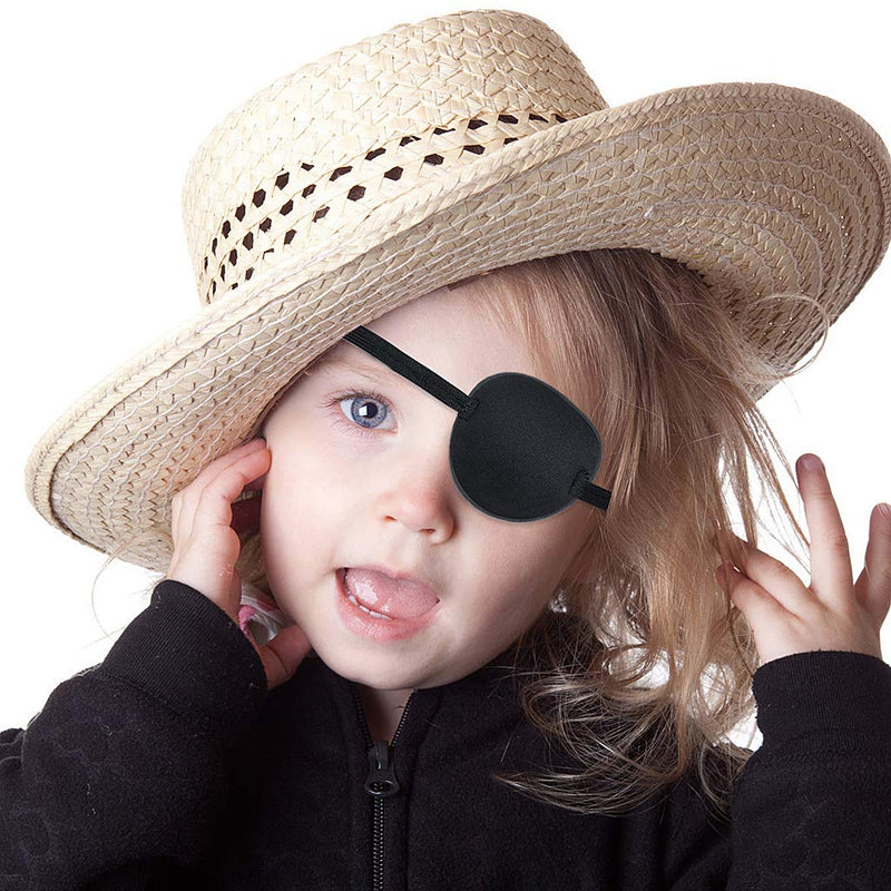 [Australia] - SWKJ 2 PCS Set Eye Patch Single Eye Mask with Adjustable Buckle Soft and Comfortable Pirate Eye Patch for Adults and Kids for Amblyopia Lazy Eye- Black 