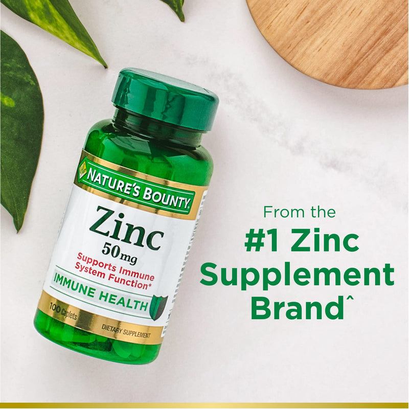 [Australia] - Nature's Bounty Zinc, Immune Support, 50 mg, Caplets, 100 Ct 100 Count (Pack of 1) 