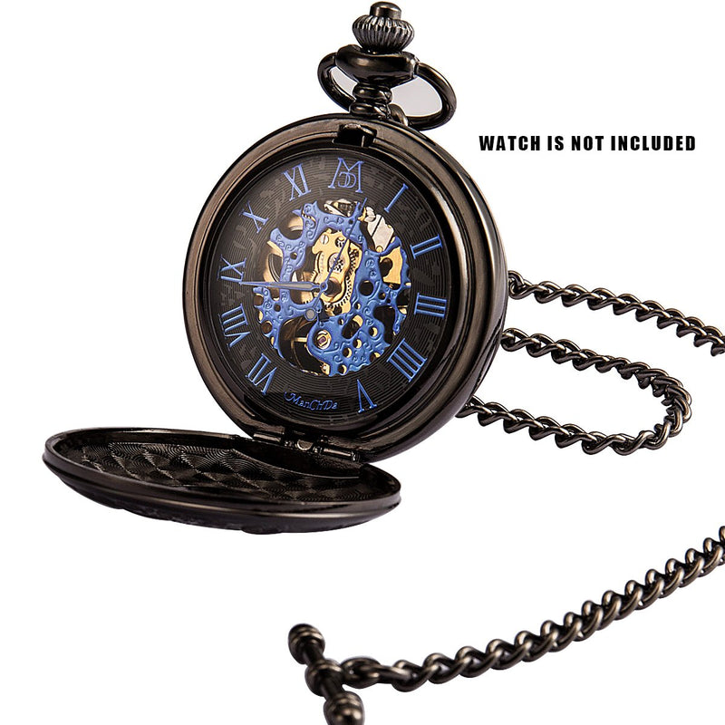 [Australia] - ManChDa Black 13 Inch Single Albert Curb T-Bar Pocket Watch Chain Link 