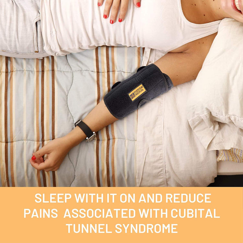 [Australia] - Everyday Medical Elbow Brace for Arthritis and Cubital Tunnel Syndrome I Elbow Immobilizer Splint for Tennis Elbow I Stabilizer Support Splint with Removable Splint I Fits Both Arms I Unisex | L/XL L/XL (Length: 9 IN) 