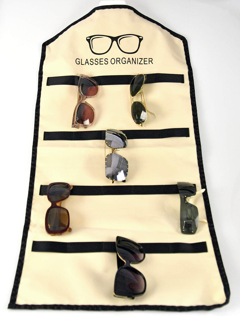 [Australia] - Home-X Sunglasses Organizer for Closet, Hanging Organizer and Sunglasses Holder, Holds 20 Pairs of Glasses, 31 ½” L x 15" W x 1" H, Cream and Black 