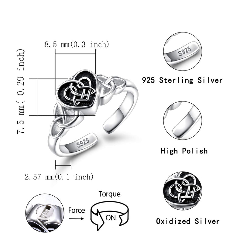 [Australia] - Urn Ring Cremation Jewelry for Ashes - 925 Sterling Silver Infinity Heart Memorial Souvenir Keepsake Ring Hold Loved Ones Ashes for Women Black 