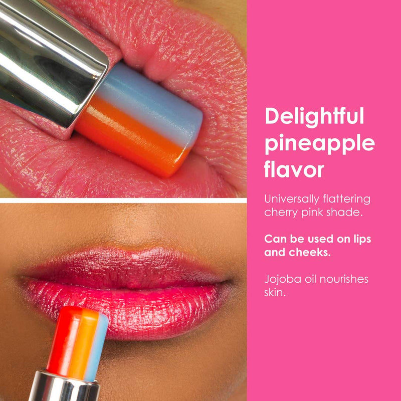 [Australia] - Winky Lux Rainbow Tinted pH Balm for Lips & Cheeks | Cherry Pink Shade, Pineapple Flavored Balm with Jojoba Oil for Moisturizing (3.6g/.13oz) 