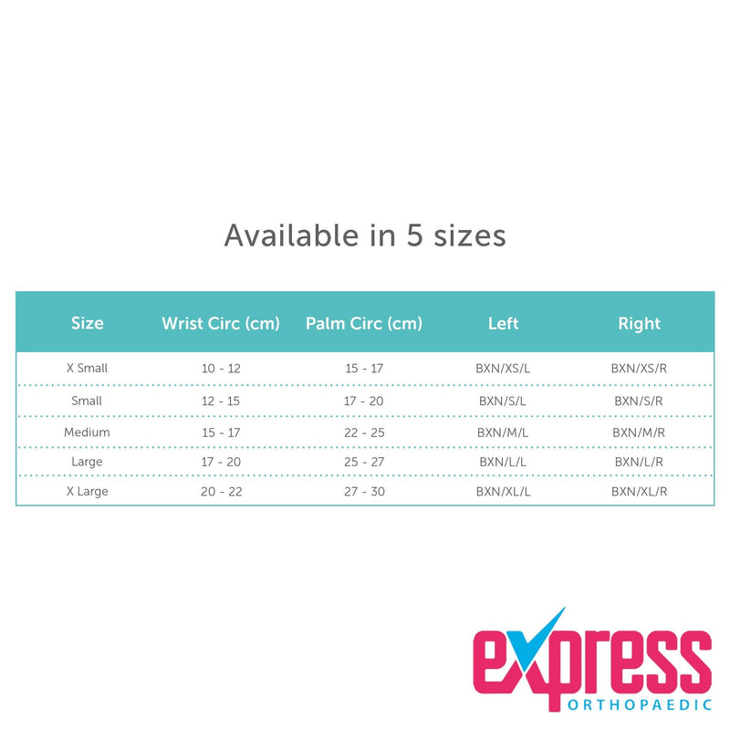 [Australia] - Express Orthopaedic® - Medically Approved Neoprene Wrist Support Splint With Palm Stay & Grip Tab Fastenings - Carpal Tunnel, RSI, Arthritis (XS - Wrist Circ:10-12cm, LEFT) XS - Wrist Circ:10-12cm 
