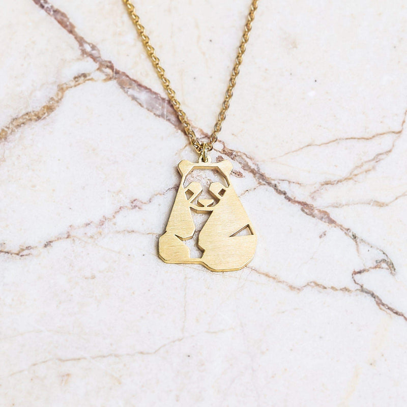 [Australia] - La Menagerie Panda Gold Origami Jewelry & Gold Geometric Necklace – 18 Karat Plated Gold Necklace & Panda Necklaces for Women – Panda Necklace for Girls & Origami Necklace 