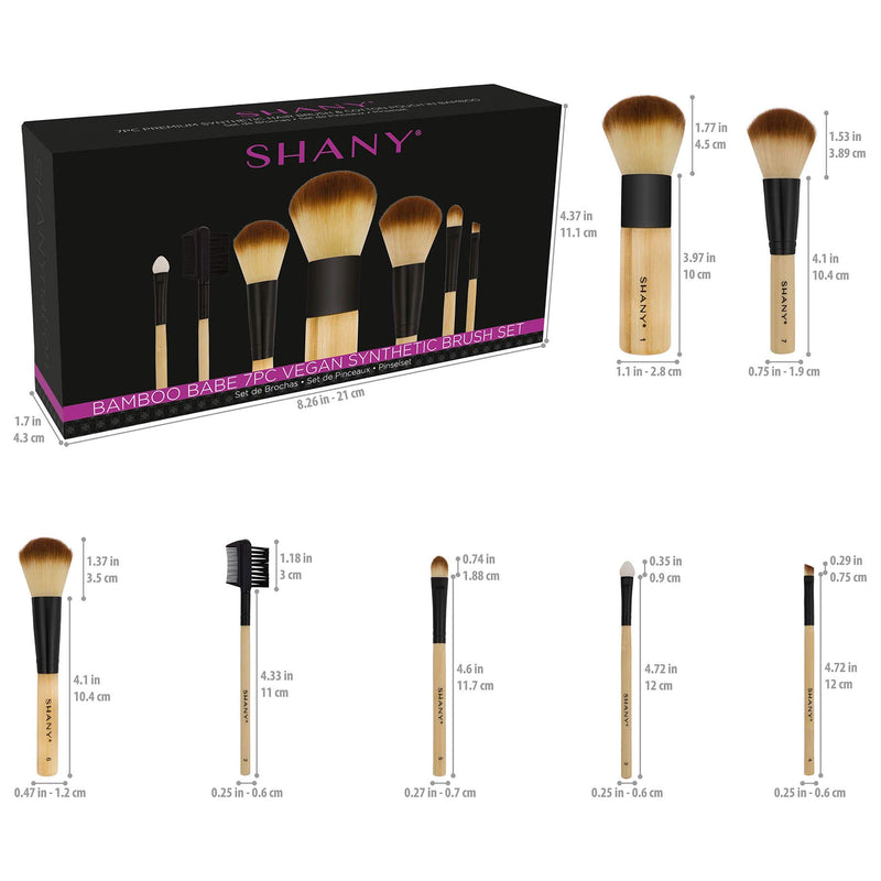 [Australia] - SHANY Bamboo Brush Set - Vegan Brushes With Premium Synthetic Hair & Cotton Pouch - 7pc 