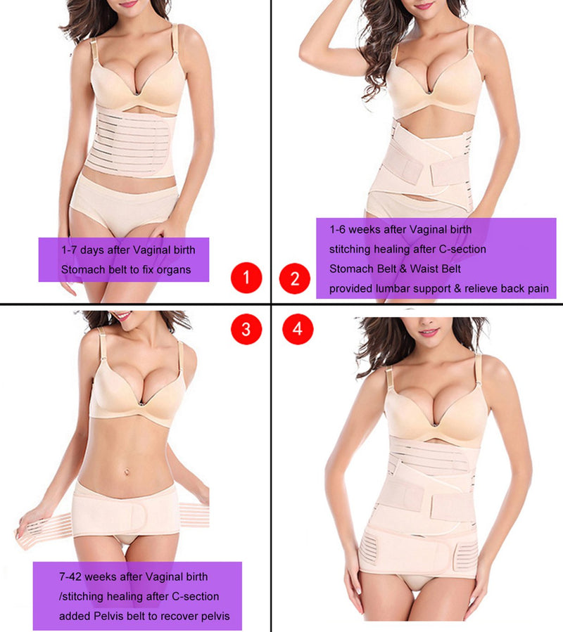 [Australia] - 3 in 1 Postpartum Support - Recovery Belly/waist/pelvis Belt Shapewear Slimming Girdle, Beige, One Size One Size (Pack of 1) 