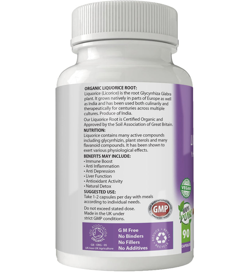 [Australia] - Simply Pure Organic Liquorice Root Capsules x 90, 100% Natural Soil Association Certified, 450mg, Gluten Free, GM Free and Vegan. 