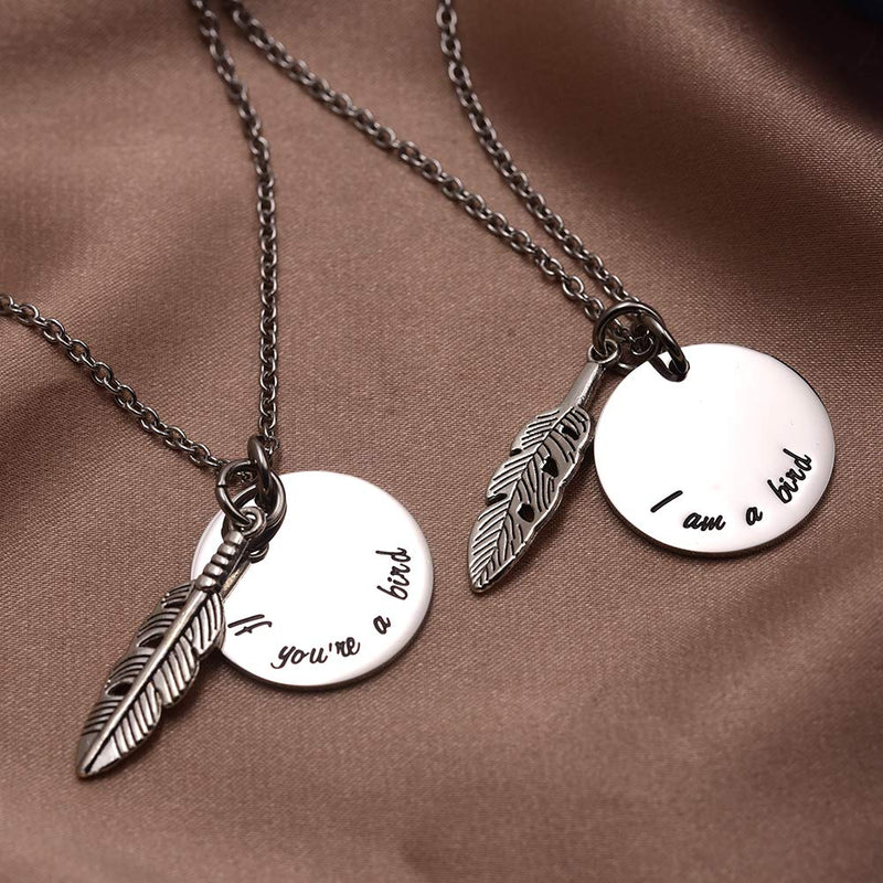 [Australia] - LParkin If You're A Bird I'm A Bird Boyfriend Girlfriend Couples Anniversary Wedding Day Necklace Keychain Set Stainless Steel Polished Finish If You're A Bird I'm A Bird Necklace Set 