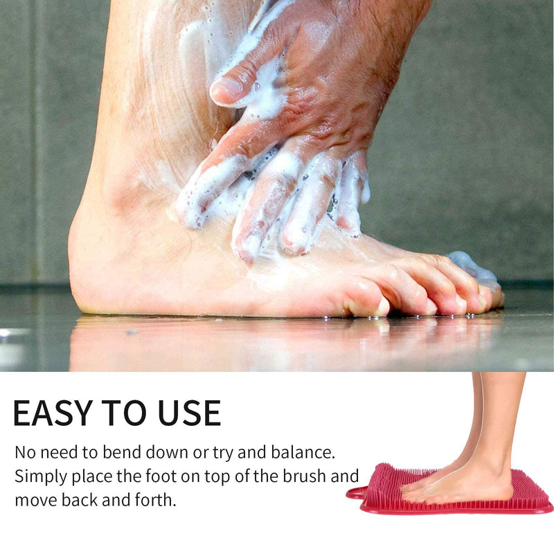 [Australia] - Newthinking Shower Foot Scrubber Cleaner Massager, Exfoliating Feet Massager Spa with Suction Cup Improves Foot Circulation & Reduces Foot Pain (Pink) Pink 