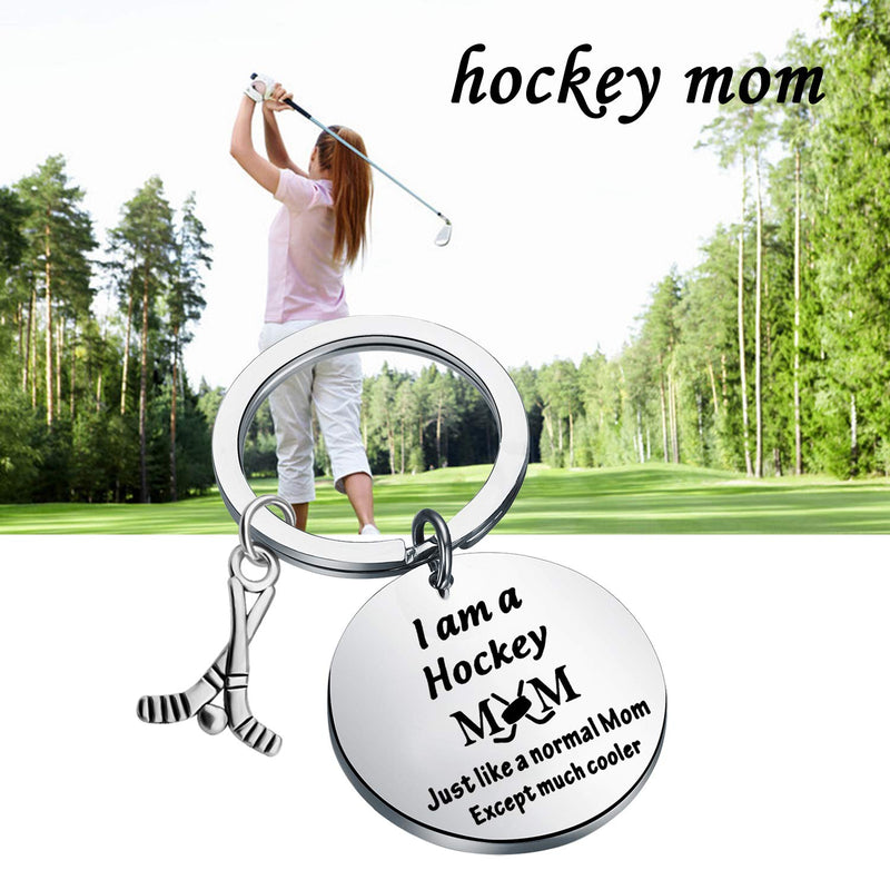 [Australia] - FUSTMW Hockey Mom Gifts Hockey Keychain I am a Hockey MOM Jewelry Hockey Mom Charm for Hockey Players Gifts silver 