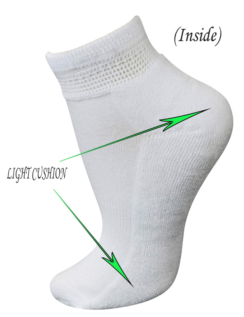 [Australia] - Yomandamor 5 Pairs Womens Cotton Diabetic Low Cut Socks with Seamless Toe 9-11 5 Pairs White 