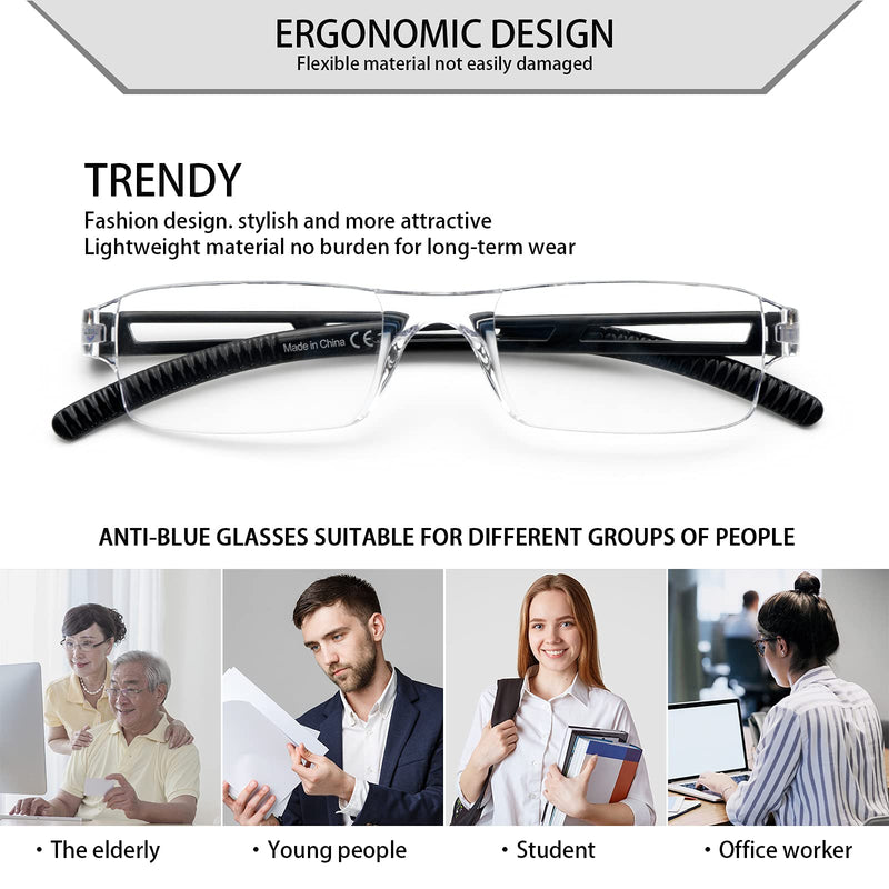 [Australia] - 4 Pack Rimless Reading Glasses Blue Light Blocking,Clear Lens Quality Computer Readers for Men and Women (4 Mix, 1.75) 4 Mix 1.75 x 