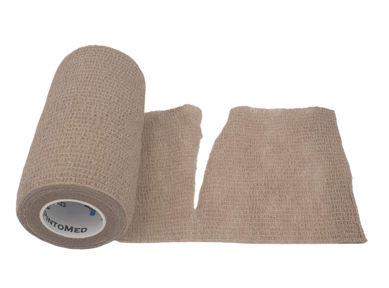 [Australia] - PintoMed - 10 x Skin Colour - Cohesive Bandage Stretched 10 Rolls x 10cm x 4.5m Self-Adhesive Flexible Bandages, First Aid Sports Wrap Bandages - Pack of 10 
