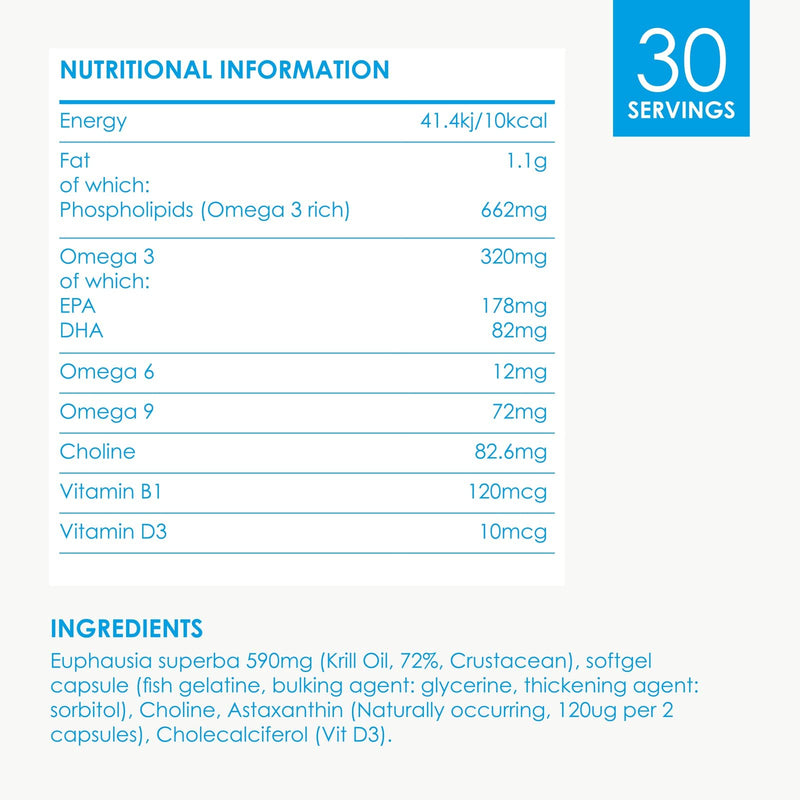 [Australia] - Cleanmarine Krill Oil – Packed with EPA & DHA – Omega 3 with Added Astaxanthin and Choline – Vitamin D – Heart, Eye & Brain Health – Joint & Immune Support - 60 Capsules 60 Count (Pack of 1) 