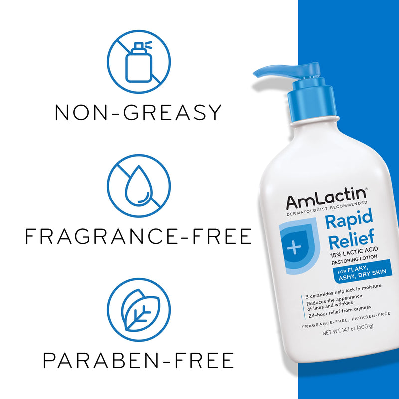 [Australia] - AmLactin Rapid Relief Restoring Body Lotion With Ceramides, Moisturizing Lotion for Dry Skin - 14.1 Oz Pump Bottle (Packaging may vary) 14.1 Ounce (Pack of 1) 