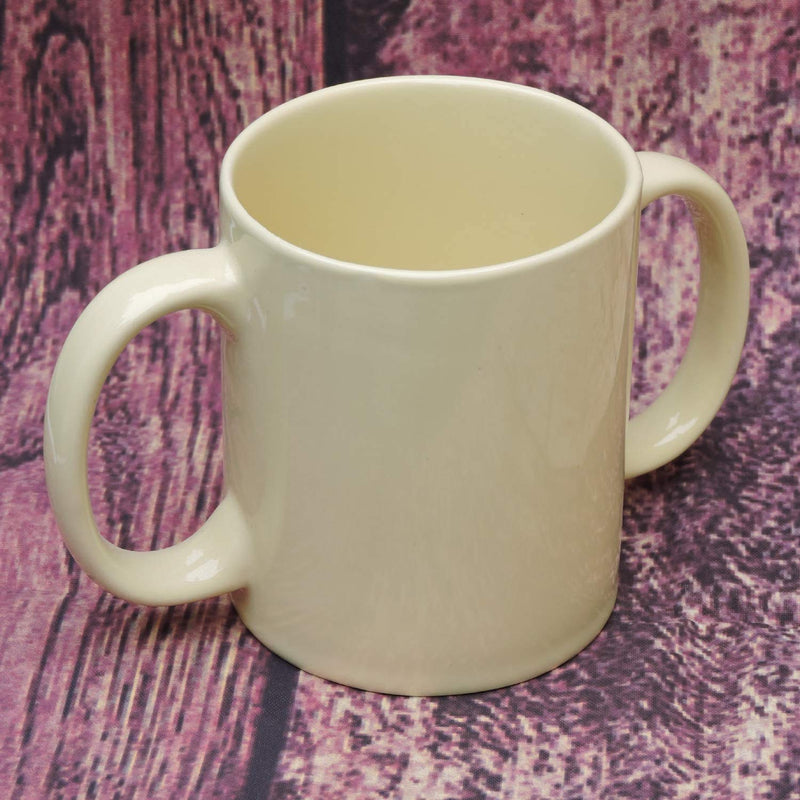 [Australia] - Dual Handle Mug | Two Handled Ceramic Drinking Mug for Secure Hold | 11.83 Fl. Oz. (350 Ml) - Yellow Color 