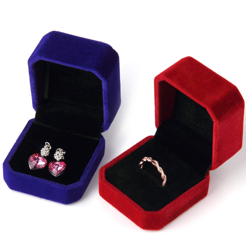 [Australia] - Lamoutor 9Pcs Velvet Ring Box Earring Box Jewelry Gift Box Assorted Color 9 