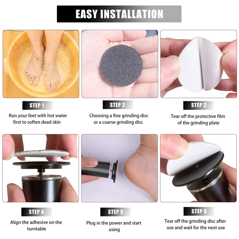 [Australia] - HANNAH.QI Electric foot file callus remover professional safe adjustable speed 60pcs replaceable sandpaper disc easy to remove cutin dead skin calluses available for men and women(black 60pcs) black 60pcs 