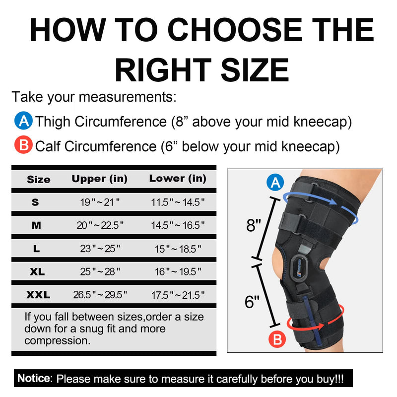 [Australia] - HINGED Knee Brace,16”Tall Breathe Rebound Wrap Knee Support,Stabilizer for Arthritis,Ligament Sprains,Knee Compression,Pain Relief Leg Brace (L fit Upper 23-25"/Lower 15-18.5") Black Large (Pack of 1) 