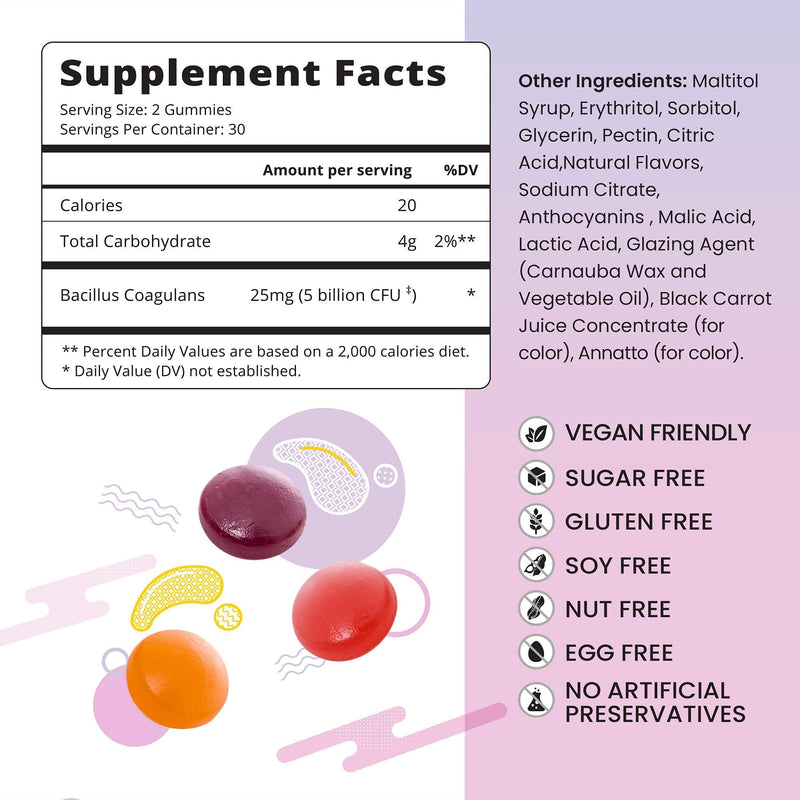 [Australia] - Probiotic Sugar Free Gummies - 5 Billion CFUs (Highest Strength Probiotics Gummy), Gut Digestive Support, Immune System Chewable Supplement for Kids, Men & Women - Mix Berries (1 Bottle) 1 