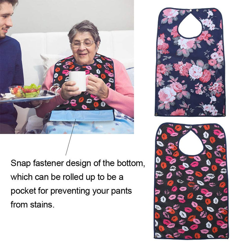 [Australia] - Reusable Adult Bibs, Waterproof Double Layer Mealtime Bib Adult The Eldly Bib, Washable Elder Dinning Bib Clothing Protector for Elderly Men Women 