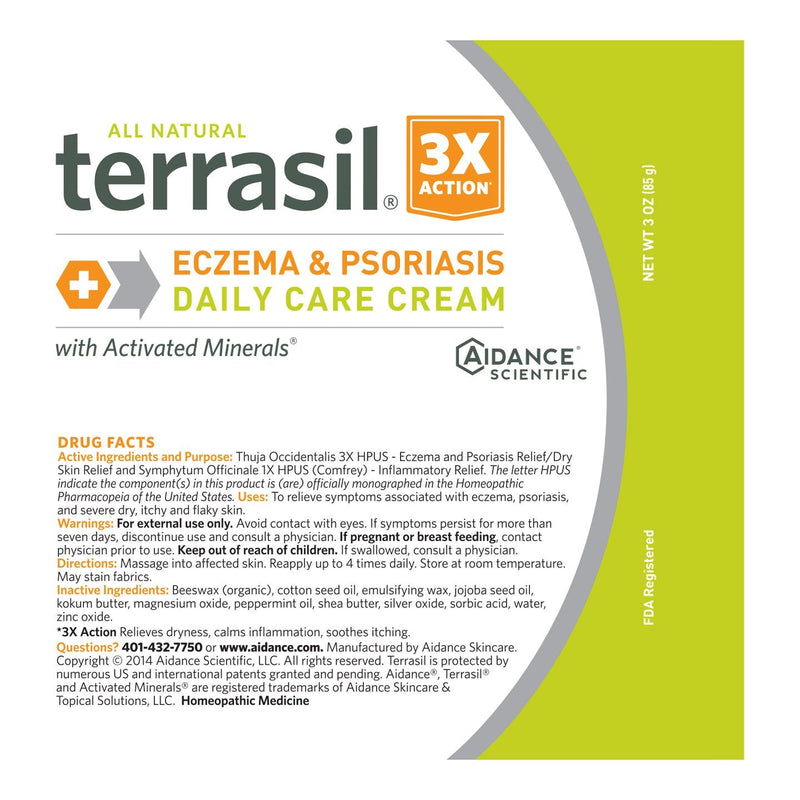 [Australia] - Eczema Cream - Triple Action Patented Natural Formula for Severe Eczema Psoriasis Outbreaks Rashes Rosacea Dermatitis Repairs Irritated Cracked Itchy Dry Skin by Terrasil - 85gm Tube 