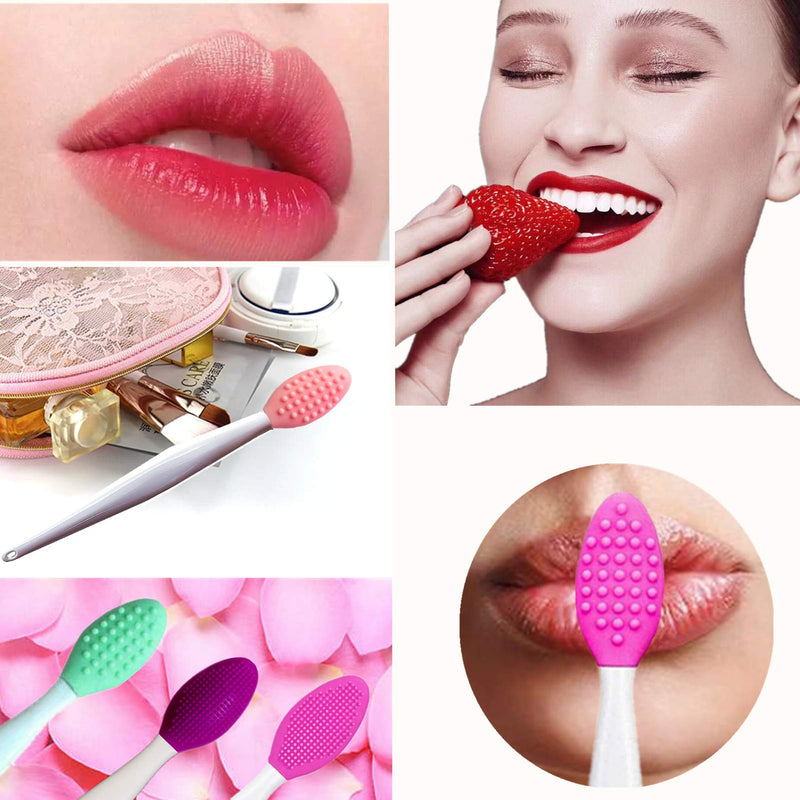 [Australia] - Lip Scrub Brush Lip Brush Lip Exfoliator Brush Silicone Exfoliating Brush Silicone Lip Exfoliator Scrub Lip Scrubber Tool Mini Exfoliating Brush Set Lip Scrubber For Women (4pcs) 