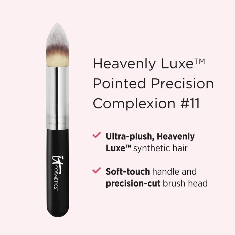 [Australia] - IT Cosmetics Heavenly Luxe Pointed Precision Complexion Brush #11 - Luxurious, Controlled Application - For Cream & Powder Makeup - Soft, Pro-Hygienic Bristles 