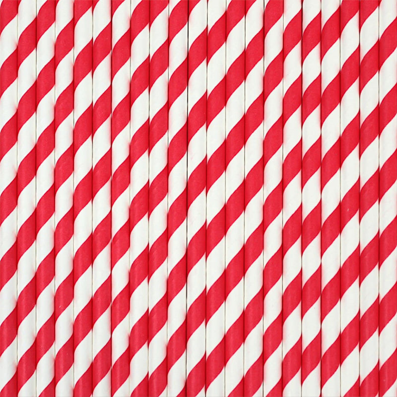 [Australia] - Bright Red Striped Paper Straws (6mm x 200mm) - Pack Size 500 - Biodegradable / Eco-Friendly / Highly Durable / Food Safe / Suitable for All Occasions 