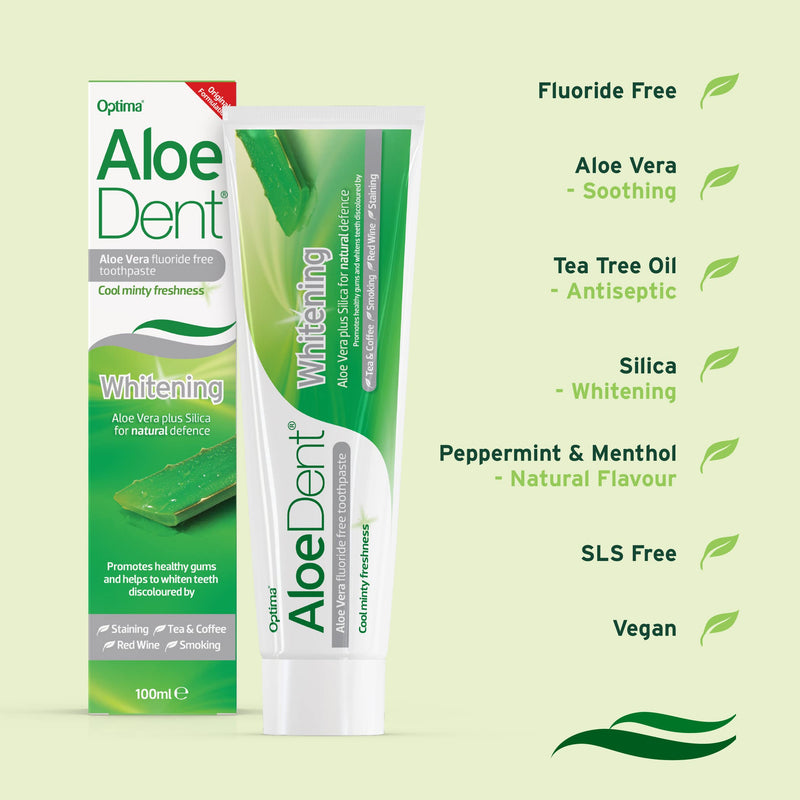 [Australia] - Aloe Dent Whitening Aloe Vera Toothpaste Fluoride Free, Natural Action, Vegan, Cruelty Free , SLS Free, Naturally White, Healthy Gums , 100 ml 100 ml (Pack of 1) 