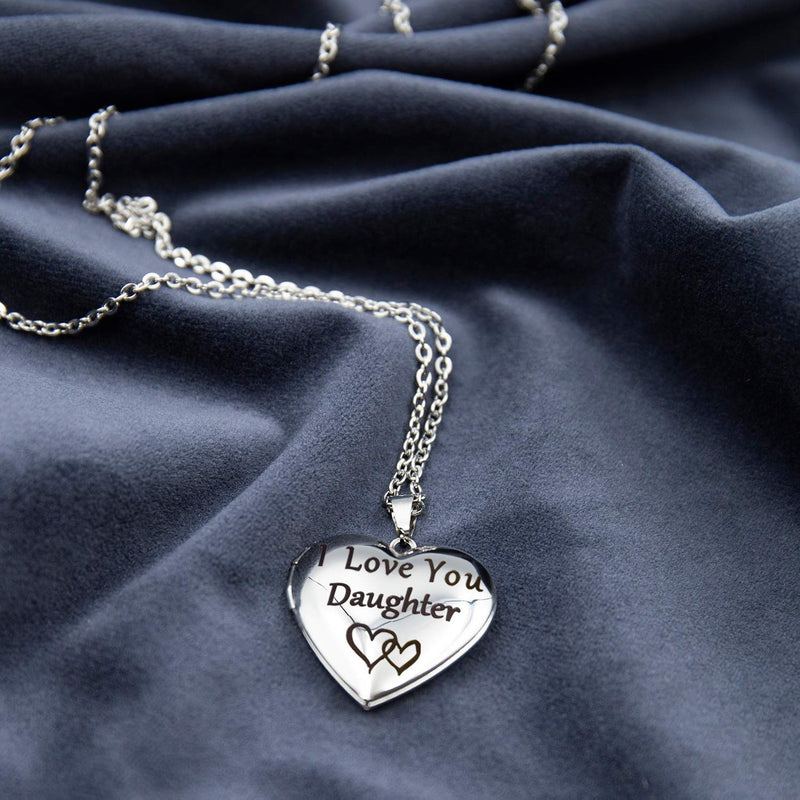 [Australia] - PHOCKSIN Locket Necklace for Women That Holds Pictures| Photo Locket for Girls | Polished&Engraved Forever in My Heart& I Love You Mom Daughter Sister etc. Heart Locket I Love You Daughter 