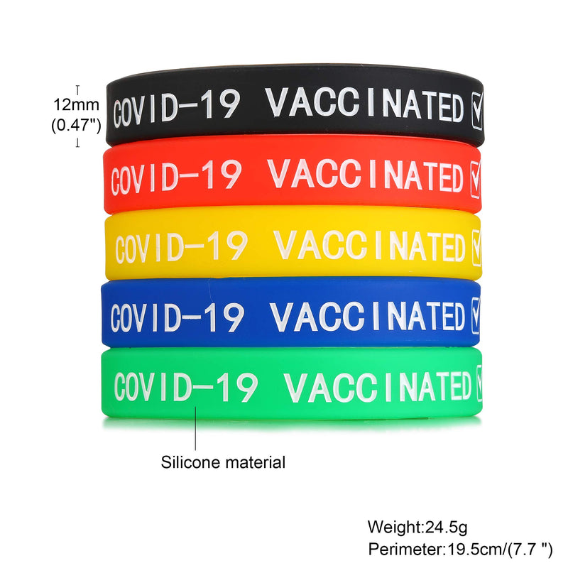 [Australia] - MEALGUET Pack of 10 Vaccinated Covid-19 Silicone Wristband COVID-19 Vaccine Bracelet Comfort Fit Rubber Bracelets for COVID-19 Vaccine Support 