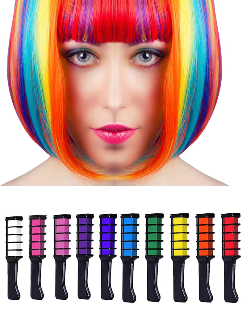 [Australia] - Hair Color Hair Chalk Dye Kit for Kids,Washable Non-Toxic Hair Dye for 3 4 5 6 7 8 9 10 Year Old,HOINCO 10 Color Halloween, Party, Cosplay, Christmas, Birthday Girls Gift 
